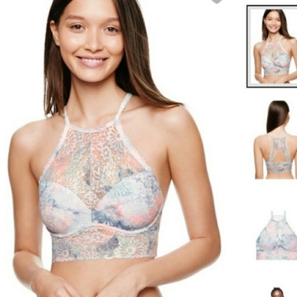VS PINK FLORAL PASTEL HIGH NECK PUSH UP BR… - Picture 4 of 16